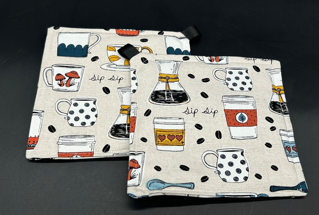 Coffee Kitchen Potholder Set, Kitchen Potholders, Hot Pads, Potholder