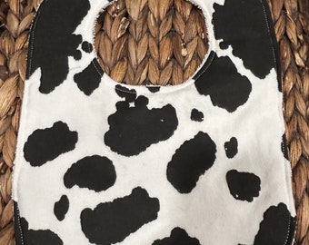 Cow Print Baby Bib- Personalized Baby Bib- Boy Baby Bib-Flannel Baby Bib-Girls Baby Bib- Western Print Baby Bib- Baby Bibs- Bib-Toddler Bib