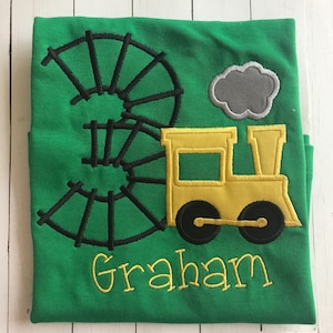 Personalized Train Birthday Shirt: Embroidered Number, Custom Colors