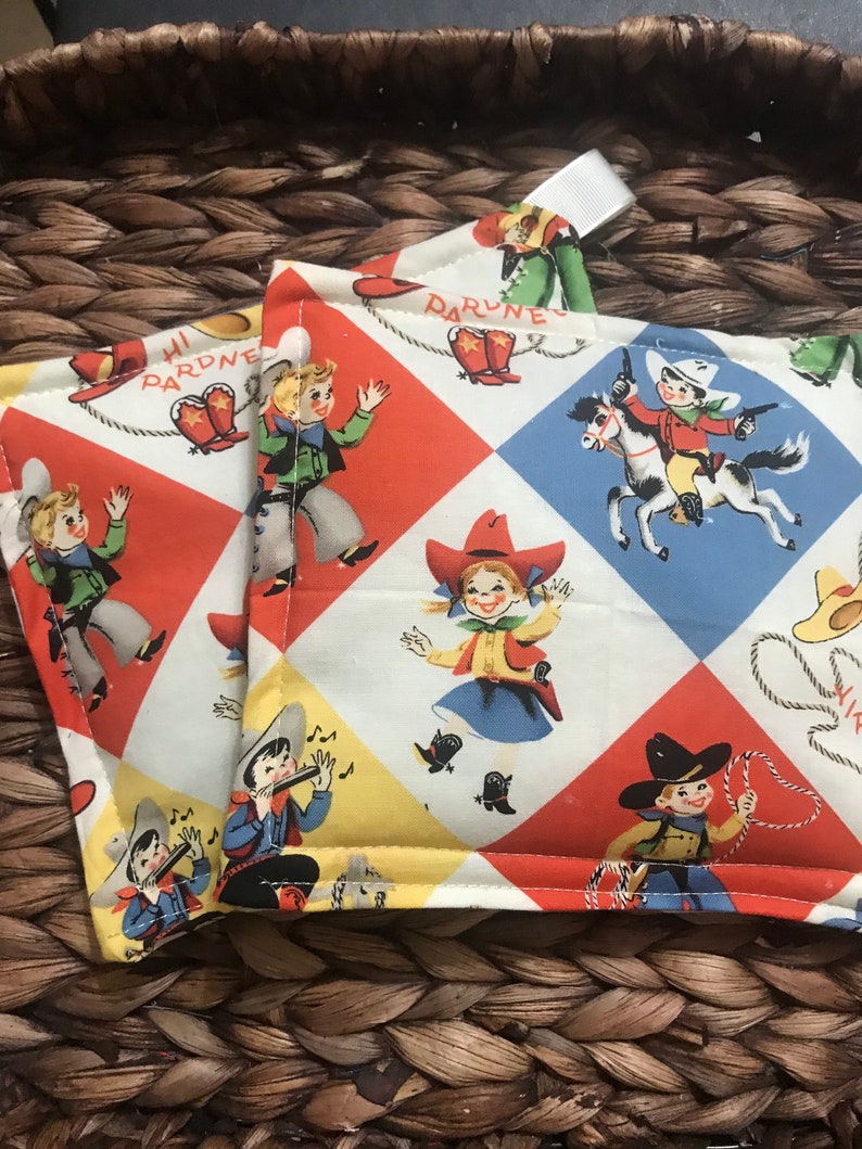 Hot Pads Kitchen Pot Holder Set Western Print Potholder Set Kitchen Potholders Pot Holders Cowboy Pot Holder Set