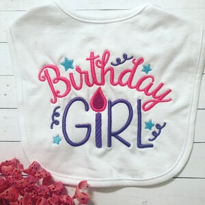 First Birthday Girls Baby Bib- Pink and Purple Birthday Bib- Girls Baby Bibs- Birthday Bibs- First Birthday Bib- Toddler Bibs- Bibs- 1st