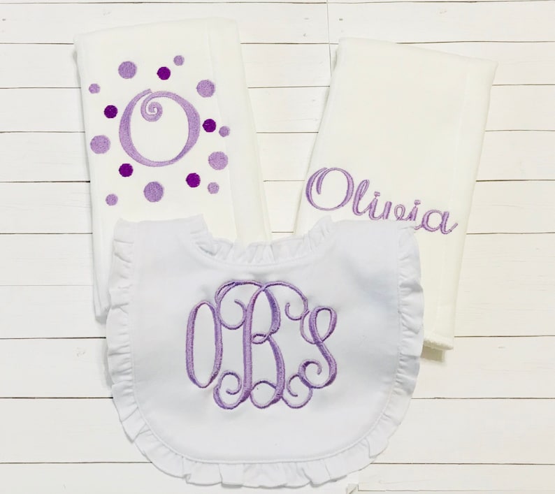 personalized bib and burp cloth sets