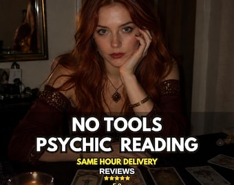 Könnte beinhalten: Eine Person mit langem kastanienbraunem Haar trägt ein dunkelrotes schulterfreies Oberteil mit Goldbesatz, eine Halskette und ein Armband. Text: NO TOOLS PSYCHIC READING, SAME HOUR DELIVERY, REVIEWS, 5.0, @MYSTICAURALIGHT. Tarotkarten und Kerze.