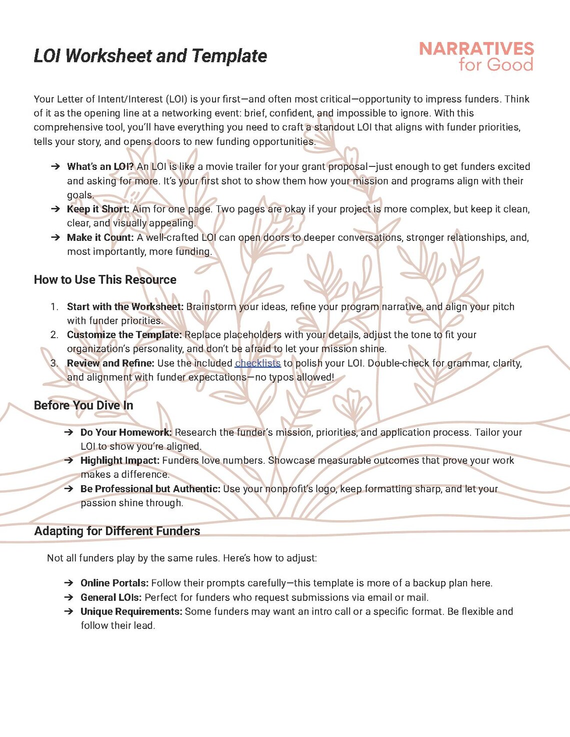 Nonprofit LOI Template & Worksheet | Letter of Intent for Grant ...