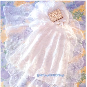 Patrón de tejido para conjunto de bautizo de bebé vintage en PDF • Cárdigan con chal cuadrado, vestido de bata de bautizo, encaje para niño y niña • Recién nacido de 0 a 9 meses de 18 a 21 pulgadas