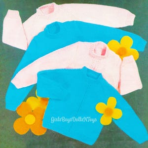 Vintage Baby Knitting Pattern PDF • Crew Neck Pullover Sweater Jumper Bottom Up Sweater Raglan Boy Girl Unisex • 12, 18 months • 22, 23&quot;