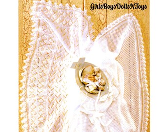 Vintage Baby Baptism Shawl Knitting Pattern PDF • Square Christening Shawl Blanket Baptism Garter Lace Newborn Christian Heirloom Knit Wrap