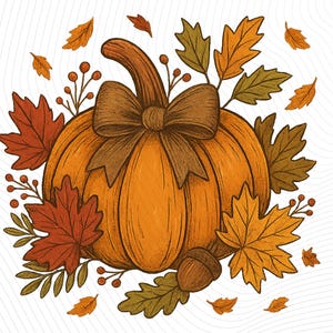 Pumpkin Png, Fall Autumn Sublimation Design, Rustic Harvest Thanksgiving Graphic, Farmhouse Pumpkin with Bow Shirt, Instant Download