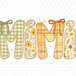 Floral Checkered Mimi Png, Fall Mama Png, Thanksgiving Png, Checkered Mama Png, Coquette Bow Mama Png, Instant Download