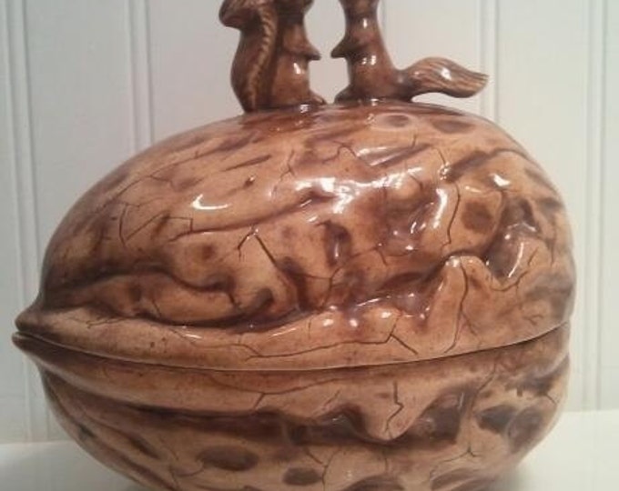 Ceramic Squirrel Nut Candy Dish vintage Serving Home Etsy