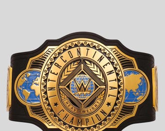 Intercontinental Heavyweight Wrestling Championship Replica Title Belt Gold Finish