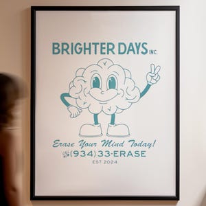 Blue Brighter Days Inc. Digitale print | Ariana Grande Eternal Sunshine Deluxe albumposter | Retro reclame-geïnspireerde muurdecoratie | Muziekvideo