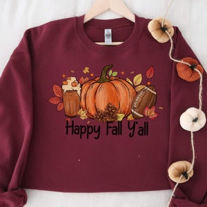 Fall Crewneck Sweatshirt, Pumpkin Spice Shirt, Thanksgiving Sweater, Coffee Lover Sweatshirt, Football T Shirt, Friendsgiving Fall Shirt