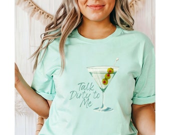 Tini Time Signature Cocktail Unisex T Shirt, Martini Social Club Tee, Talk Dirty to Me Dirty Martini Shirt, Cocktail Lover Gift