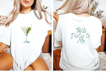 Tini Time Signature Cocktail Unisex T Shirt, Martini Social Club Tee, Talk Dirty to Me Dirty Martini Shirt, Cocktail Lover Gift