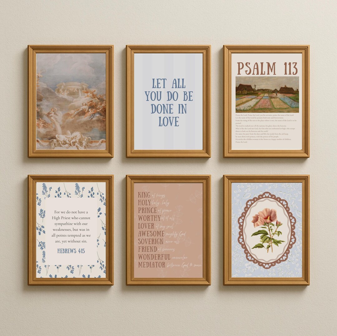 Christian Wall Art Set of 6 | Bible Verse Prints | Scripture Posters ...