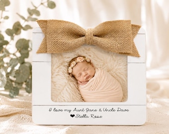 Aunt and Uncle Gift Idea Personalized Picture Frame Custom Name New Baby Photo Frame Auntie Uncle Keepsake Newborn Gift