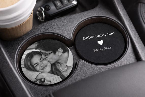 Personalized Couple Photo Car Coasters Gift Idea For Girlfriend From Boyfriend Valentine Day Custom Car Cup Holder Keepsake