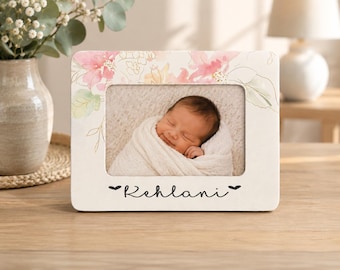 Personalized Baby Girl Picture Frame Newborn Photo Frame Floral Baby Name Frame Baby Shower Gift Nursery Decor Gift Idea