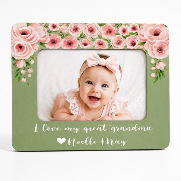 Personalized Great Grandma Picture Frame Gift Idea Custom Great Grandma Gift From Baby Girl Photo Frame Love My Great Grandma Nursery Decor