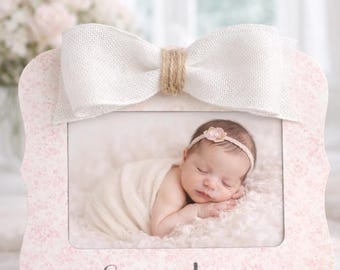 Personalized Baby Girl Name Picture Frame Baby Shower Gift Idea Nursery Decor Floral Boho Keepsake Custom Newborn Photo Frame