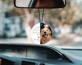 Pet Photo Car Charm Pet Loss Gift | Personalized Car Rearview Mirror Accessory | Pet Portrait Name Gift | Rearview Mirror Ornament