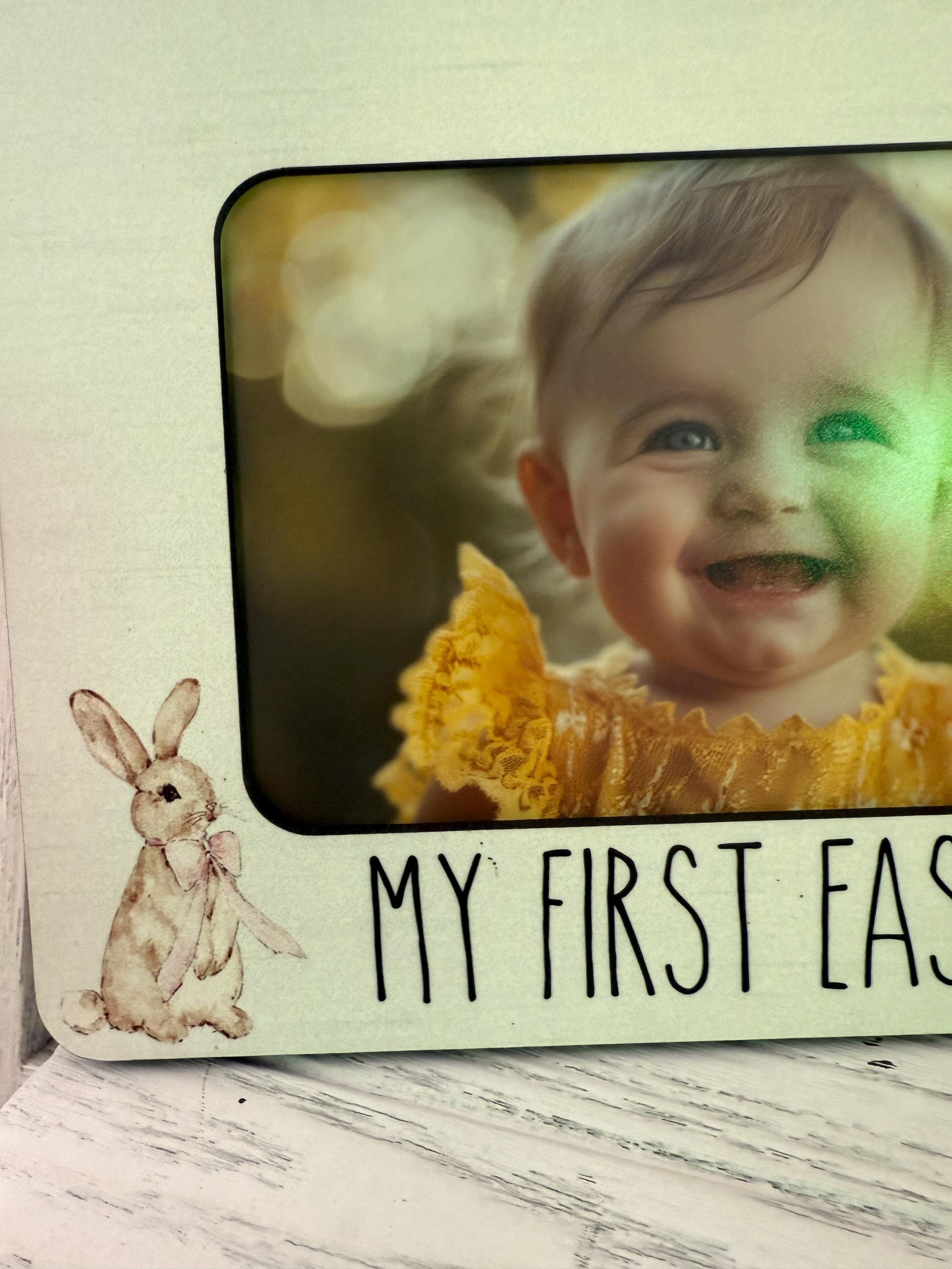Easter Picture Frame Baby Boy First Easter Picture Frame Personalized Easter Bunny Photo ...