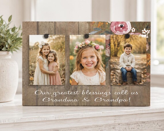 Grandparents Christmas Gift Personalized Grandma Grandpa Picture Frame Grandkids Photo Display Grandchildren Gift Family Photo Frame
