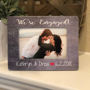 Personalized Engagement Picture Frame with Couple’s Names – Custom We’re Engaged Photo Gift for Bride-to-Be or Engaged Couple
