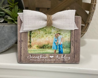 Personalized Engagement Gift  Engagement Picture Frame  4x6 Bridal Shower Picture  Bride To Be  New Bride Gift  Vintage Rustic Frame