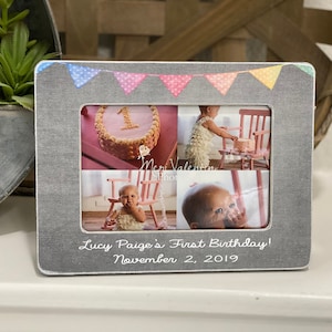 1st Birthday Picture Frame  Baby&#39;s First Birthday Gift  Personalized Frame For Child Birthday Photo P arty Decor