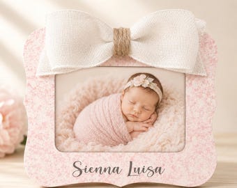 Personalized Baby Girl Picture Frame Pink Floral Newborn Frame Custom Name Baby Shower Gift Boho Floral Baby Frame New Baby Girl Gift