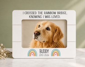 Marco conmemorativo para perros Puente Arcoíris Regalo personalizado para la pérdida de tu perro Marco de fotos personalizado Regalo de condolencia para la dueña de tu perro Regalo por la pérdida de tu mascota