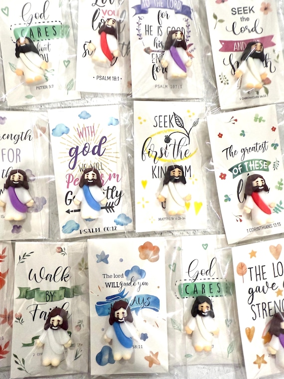 Mini Rubber Jesus Figurine Inspirational Party Favor Baptism Gift Individually Wrapped Religious Card Church Event Favor Hide And Seek Jesus