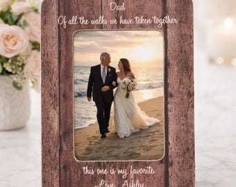 Father of the Bride Gift: Rustic Wood Picture Frame, Personalized Wedding Thank You (4x6)