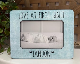 Personalized Baby Boy Picture Frame: Love at First Sight Keepsake