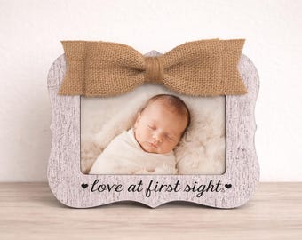 Baby Shower Gift Idea New Mom Gift Personalized Baby Frame Custom Newborn Photo Frame Nursery Decor Baby Girl Gift Love At First Sight Frame
