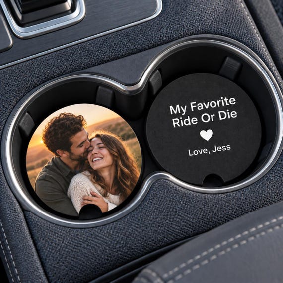 Custom Car Coasters Set Of 2 Personalized Couple Photo Coaster My Favorite Ride Or Die Christmas Gift For Boyfriend Girlfriend Valentines