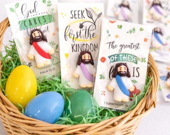 Easter Basket Stuffers Christian Mini Jesus Figurine With Scripture Card Religious Easter Gift For Kids Sunday School Favor