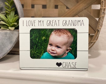 Regalo del Día de la Madre para la Bisabuela. Regalo personalizado para la bisabuela. Regalo de un nieto. "Amo a mi bisabuela". Marco de 4x6.