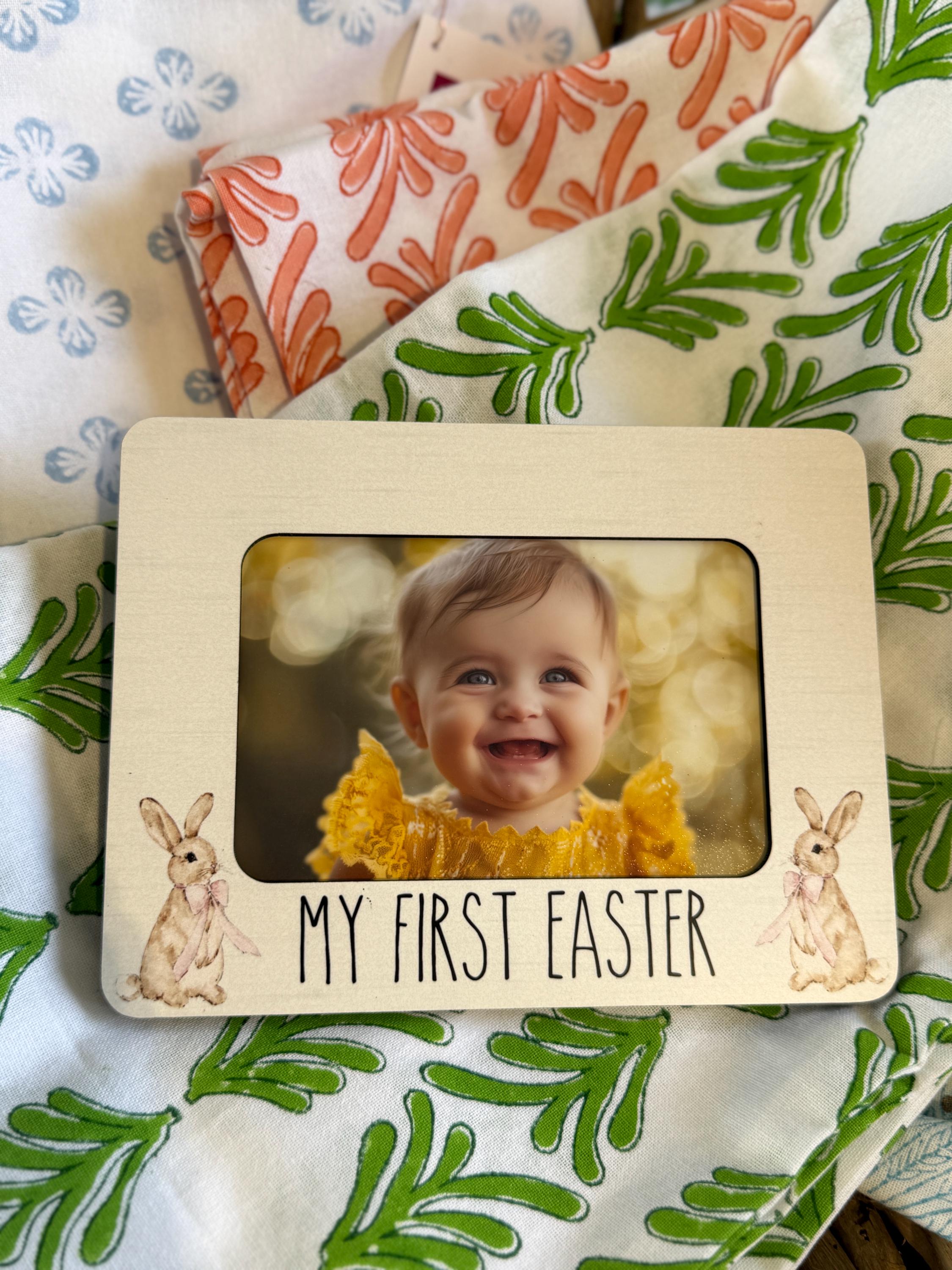 Easter Picture Frame Baby Boy First Easter Picture Frame Personalized Easter Bunny Photo ...