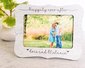 Personalized Happily Ever After Picture Frame Wedding Gift For Couple Custom Mr And Mrs Photo Frame Anniversary Gift Idea