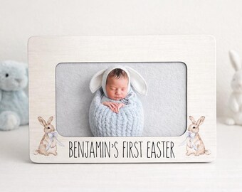 Baby Boy First Easter Picture Frame Personalized Easter Bunny Photo Frame Custom Baby Easter Gift Idea Newborn Keepsake 4x6