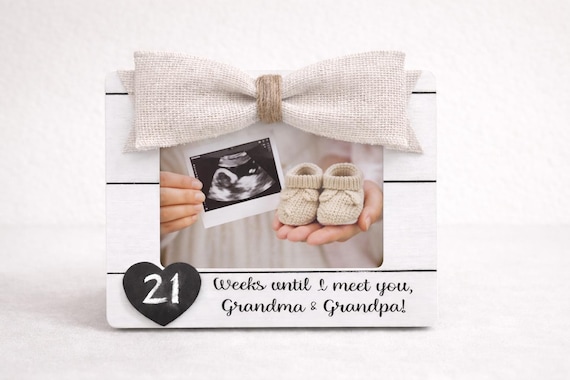 Pregnancy Countdown Frame Gift Idea For Grandma And Grandpa Weeks Until I Meet You Baby Announcement Photo Frame