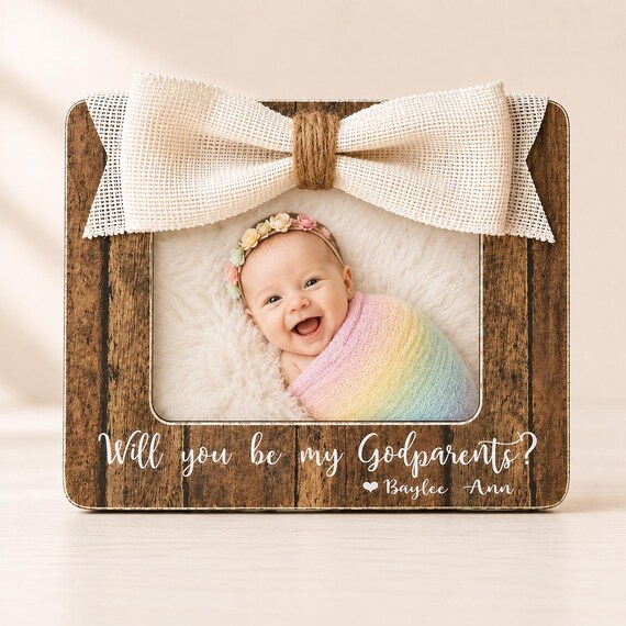 Will You Be My Godparents Frame Personalized Godparent Proposal Gift Godmother Godfather Ask Baby Girl Gift Idea