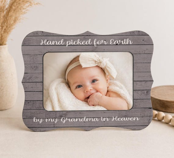 Baby Frame Gift Idea Hand Picked For Earth Grandma In Heaven Baby Gift New Baby Keepsake Nursery Decor Grandchild Frame Gift