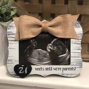 New Parents To Be Gift | Pregnancy Countdown To Baby | Chalkboard Frame | Weeks Until We're Parents Ultrasound Frame