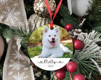 Personalized Pet Ornament | Custom Dog Christmas Ornament | Pet Memorial Gift Ornament | Cat Christmas Photo Ornament Pet Portrait Name Gift
