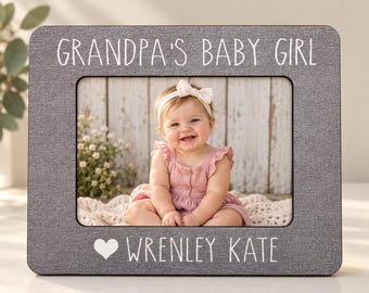 Personalized Grandpa Picture Frame Granddaughter Gift New Baby Girl Gift Custom Name Frame First Grandbaby Keepsake Gift for Grandfather