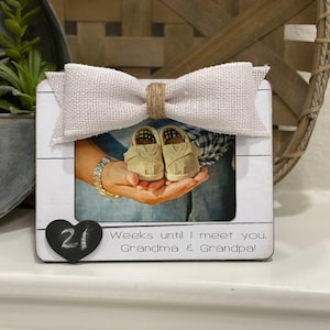 Pregnancy Countdown Frame Grandparents Again Gift Chalk Heart Weeks Until Baby Arrives Reveal Gift For Parents Or Grandparents To Be